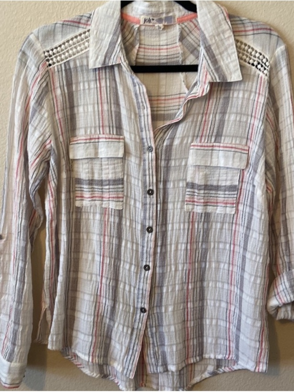 Semi Sheer Button Down Sleeves Roll up